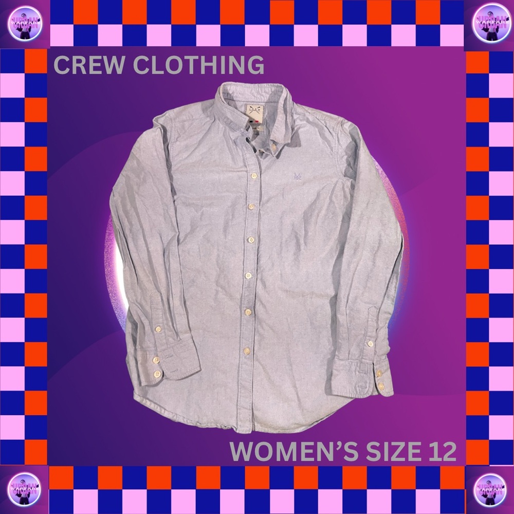 Crew button up oxford shirt in blue